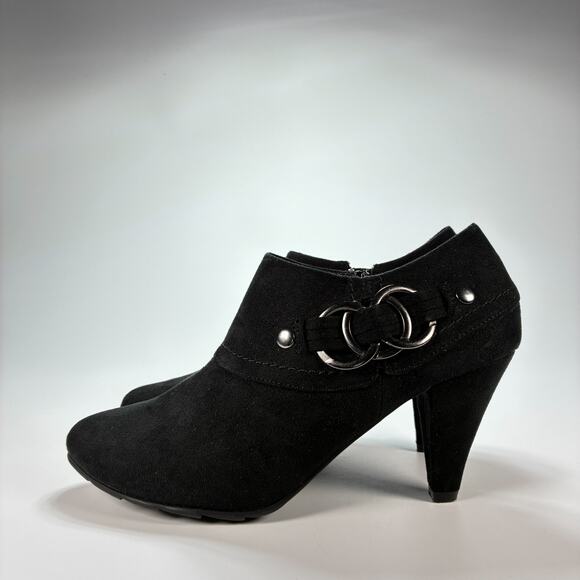 Xappeal Womens Boots Black Suede Side Zip Buckle Cone Heel Womens EU 39 US 6.5 - Picture 6 of 11